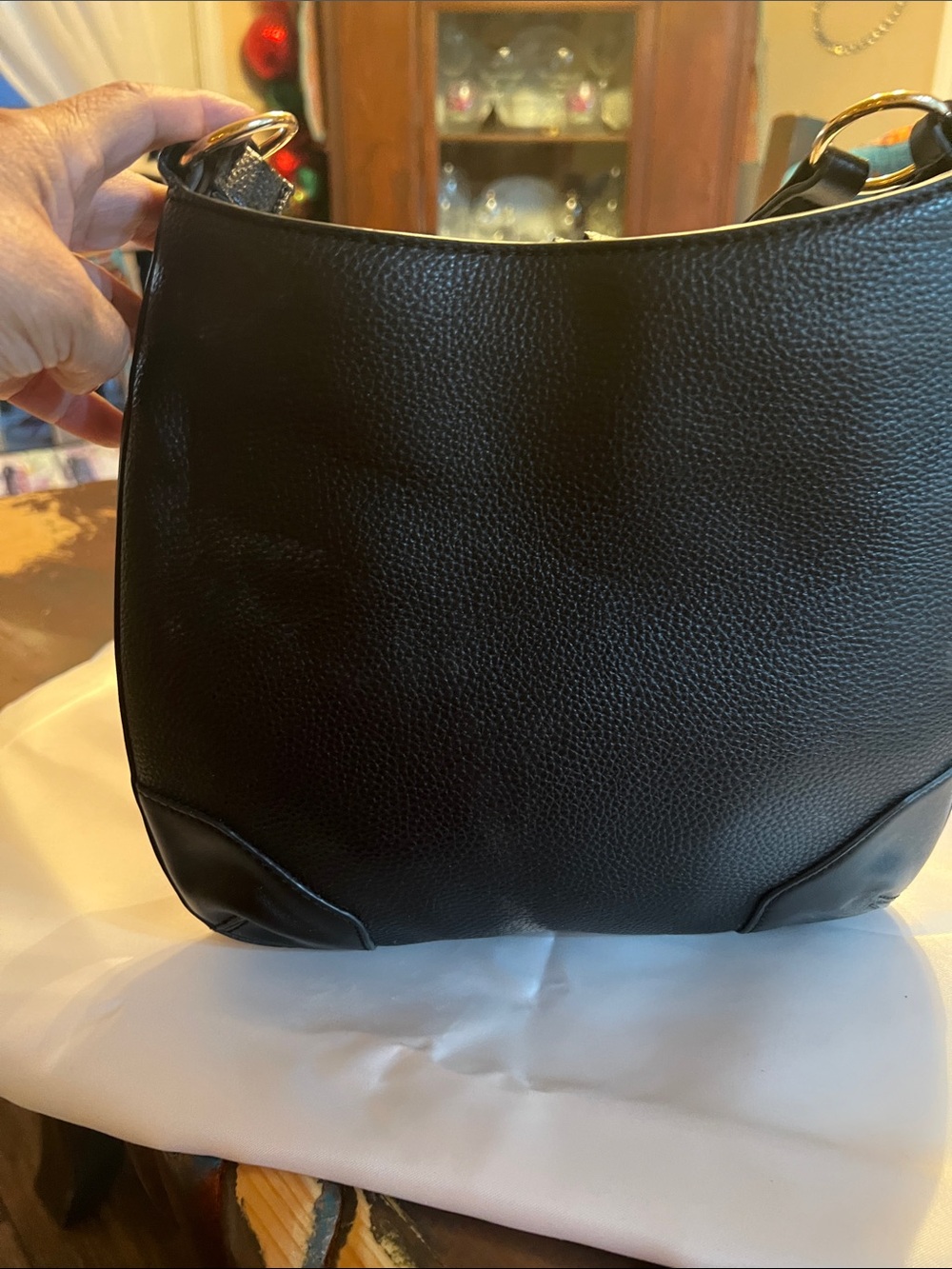 Nine West Black Pebbled Shoulder Bag with Gold Logo - Picture 2 of 5
